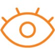 Icono de un ojo con pestañas en la parte superior.
