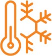 Icono de un termómetro con un copo de nieve detrás.
