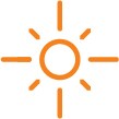 Icono de un sol que alterna rayos cortos y largos.
