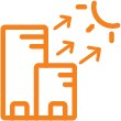 Icono de dos láminas bloqueando la luz infrarroja del sol.
