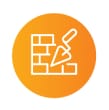 Ícono de construcción de color naranja.