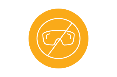 Icon of an eye shield crossed out on an orange circle

