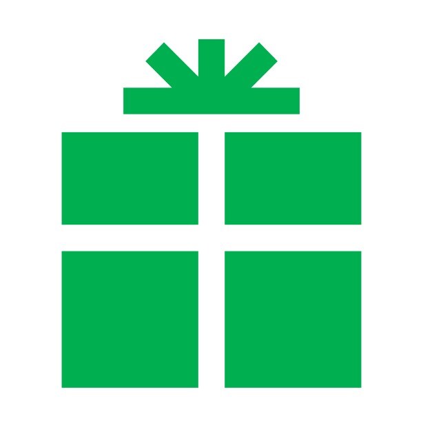 Icono verde de un regalo.