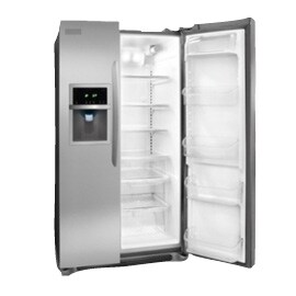 Refrigerator with white plastic materials inside made from Polystyrene
