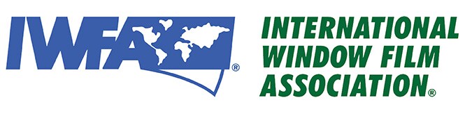 Logotipo en verde y azul de IWFA - International Window Film Association.
