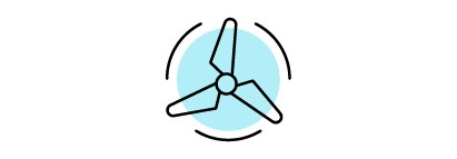 Icono de un aerogenerador en movimiento.
