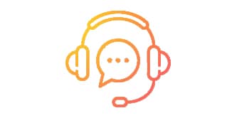 Gráfico de auriculares con burbuja de chat.
